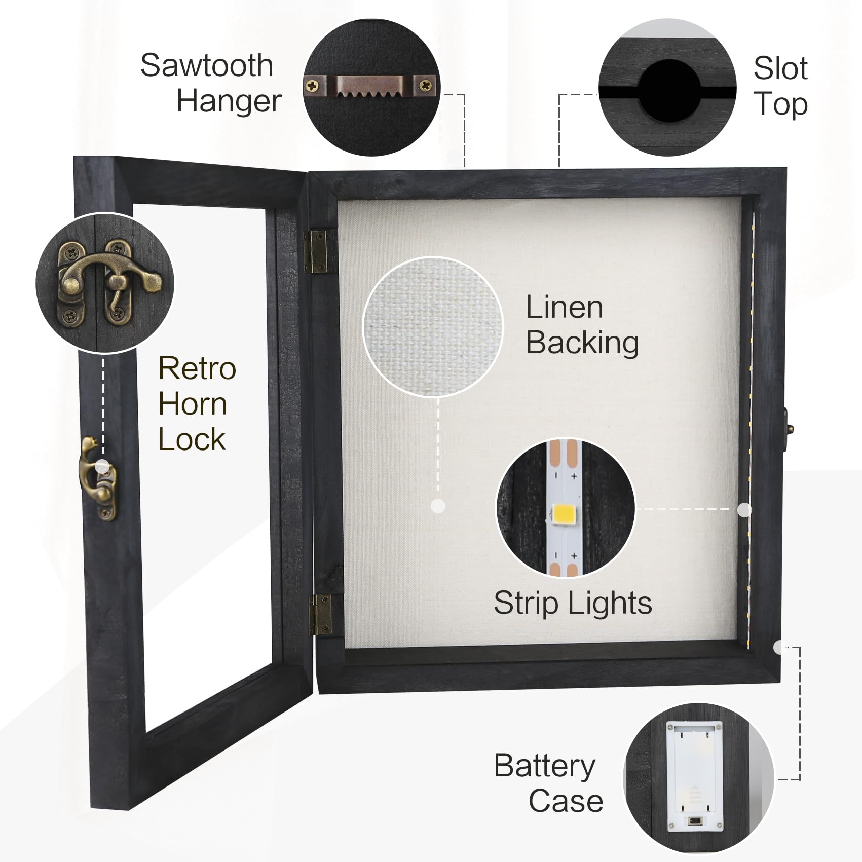Amazon.co.jp: Romingo LEDシャドーボックスフレーム 11x12インチ